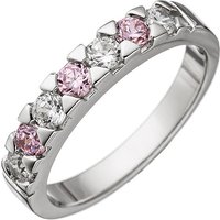 SIGO Damen Ring 925 Sterling Silber mit Zirkonia rosa und weiß Silberring von SIGO