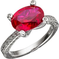 SIGO Damen Ring 925 Sterling Silber mit Zirkonia rot und weiß Silberring von SIGO