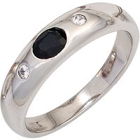 SIGO Damen Ring 925 Sterling Silber rhodiniert 1 Safir blau 2 Zirkonia Silberring von SIGO