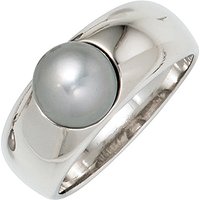 SIGO Damen Ring 925 Sterling Silber rhodiniert 1 graue Süßwasser Perle Perlenring von SIGO