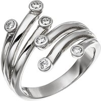 SIGO Damen Ring 925 Sterling Silber rhodiniert 6 Zirkonia Silberring von SIGO