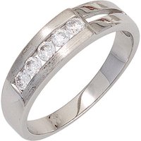 SIGO Damen Ring 925 Sterling Silber rhodiniert mattiert 5 Zirkonia Silberring von SIGO