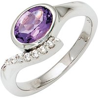 SIGO Damen Ring 925 Sterling Silber rhodiniert mit Zirkonia lila violett Silberring von SIGO