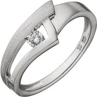 SIGO Damen Ring 925 Sterling Silber teil matt 1 Zirkonia Silberring von SIGO