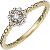 SIGO Damen Ring Blume 585 Gold Gelbgold Weißgold bicolor 1 Diamant Brillant Goldring von SIGO