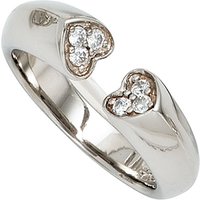 SIGO Damen Ring Herz Herzen offen 925 Sterling Silber 6 Zirkonia Silberring von SIGO