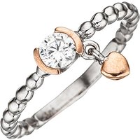 SIGO Damen Ring Kugel 925 Sterling Silber bicolor 1 Zirkonia Kugelring von SIGO