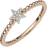 SIGO Damen Ring Stern 585 Gold Rotgold Weißgold bicolor 6 Diamanten Brillanten von SIGO