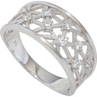 SIGO Damen Ring breit 333 Gold Weißgold mattiert 9 Zirkonia Goldring Weißgoldring von SIGO