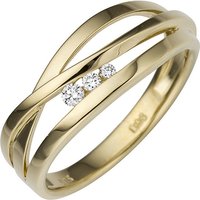 SIGO Damen Ring breit 585 Gold Gelbgold 3 Diamanten Brillanten 0,08ct. Goldring von SIGO