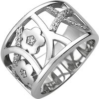 SIGO Damen Ring breit 925 Sterling Silber 25 Zirkonia Silberring von SIGO