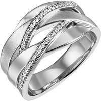 SIGO Damen Ring breit 925 Sterling Silber 34 Zirkonia Silberring von SIGO