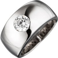 SIGO Damen Ring breit 925 Sterling Silber rhodiniert 1 Zirkonia Silberring von SIGO