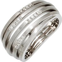 SIGO Damen Ring breit 925 Sterling Silber rhodiniert mattiert 16 Diamanten Brillanten von SIGO