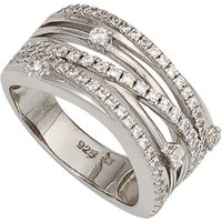 SIGO Damen Ring breit 925 Sterling Silber rhodiniert mit Zirkonia Silberring von SIGO