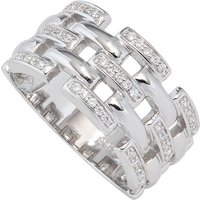 SIGO Damen Ring breit 925 Sterling Silber rhodiniert mit Zirkonia Silberring von SIGO