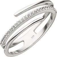 SIGO Damen Ring mehrreihig 925 Sterling Silber 26 Zirkonia Silberring von SIGO