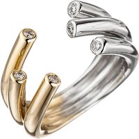 SIGO Damen Ring offen 585 Gold Gelbgold Weißgold bicolor 6 Diamanten Brillanten von SIGO