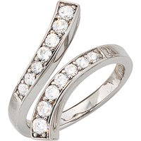 SIGO Damen Ring offen 925 Sterling Silber rhodiniert 14 Zirkonia Silberring von SIGO