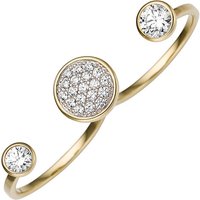 SIGO Damen Zweifinger Ring 333 Gold Gelbgold 21 Zirkonia Goldring Zweifingerring von SIGO