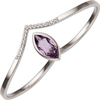 SIGO Damen Zweifinger Ring 333 Gold Weißgold 1 Amethyst 16 Zirkonia Zweifingerring von SIGO