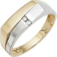 SIGO Herren Ring 585 Gold Gelbgold Weißgold mattiert 2 Diamanten Brillanten Goldring von SIGO