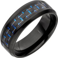 SIGO Herren Ring Edelstahl schwarz beschichtet mit Carbon Einlage blau von SIGO