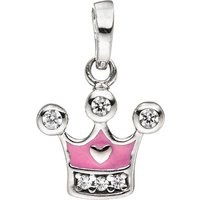 SIGO Kinder Anhänger Krone 925 Sterling Silber mit Zirkonia Kinderanhänger rosa von SIGO