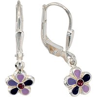 SIGO Kinder Boutons Blume 925 Silber 2 Glassteine lila violett Ohrringe Ohrhänger von SIGO