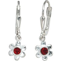 SIGO Kinder Boutons Blume 925 Silber 2 rote Glassteine Ohrringe Ohrhänger von SIGO