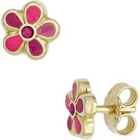 SIGO Kinder Ohrstecker Blume rosa pink 333 Gold Gelbgold Ohrringe Kinderohrringe von SIGO