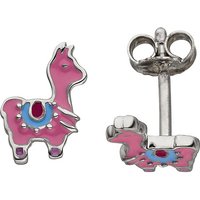 SIGO Kinder Ohrstecker Lama pink 925 Sterling Silber Ohrringe Kinderohrringe von SIGO