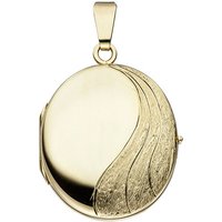 SIGO Medaillon oval 585 Gold Gelbgold mattiert Anhänger zum Öffnen von SIGO