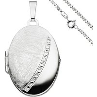 SIGO Medaillon oval Anhänger zum Öffnen für 2 Fotos 925 Silber mit Kette 50 cm von SIGO