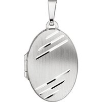 SIGO Medaillon oval für 2 Fotos 925 Sterling Silber matt Anhänger zum Öffnen von SIGO