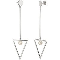 SIGO Ohrhänger Dreieck 925 Sterling Silber 2 Süßwasser Perlen Ohrringe Ohrstecker von SIGO