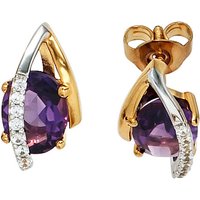 SIGO Ohrstecker 585 Gelbgold Weißgold 14 Diamanten 2 Amethyste lila violett Ohrringe von SIGO