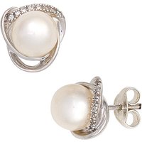 SIGO Ohrstecker 585 Weißgold 2 Süßwasser Perlen 16 Diamanten Brillanten Ohrringe von SIGO