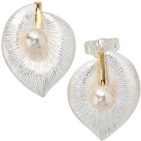 SIGO Ohrstecker 925 Sterling Silber bicolor vergoldet 2 Süßwasser Perlen Ohrringe von SIGO