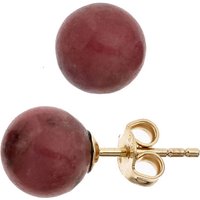 SIGO Ohrstecker Kugel 333 Gold Gelbgold 2 Rhodonite rot Ohrringe Goldohrstecker von SIGO