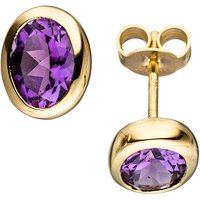 SIGO Ohrstecker oval 585 Gold Gelbgold 2 Amethyste lila violett Ohrringe Goldohrringe von SIGO