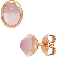 SIGO Ohrstecker oval 585 Gold Rotgold 2 Rosenquarz Cabochons rosa Ohrringe von SIGO