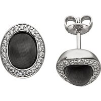 SIGO Ohrstecker oval 925 Sterling Silber 2 Mondstein-Imitationen 44 Zirkonia Ohrringe von SIGO
