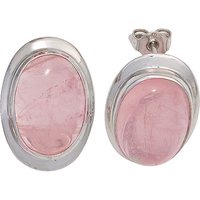 SIGO Ohrstecker oval 925 Sterling Silber rhodiniert 2 Rosenquarze rosa Ohrringe von SIGO