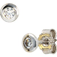 SIGO Ohrstecker rund 375 Gold Weißgold 2 Zirkonia Ohrringe von SIGO