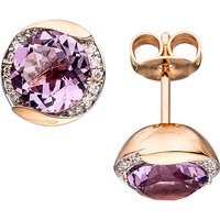 SIGO Ohrstecker rund 585 Gold Rotgold 20 Diamanten 2 Amethyste lila violett Ohrringe von SIGO