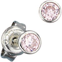 SIGO Ohrstecker rund 925 Sterling Silber rhodiniert 2 Zirkonia rosa rosé Ohrringe von SIGO