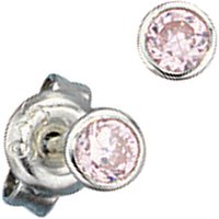 SIGO Ohrstecker rund 925 Sterling Silber rhodiniert 2 Zirkonia rosa rosé Ohrringe von SIGO