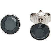 SIGO Ohrstecker rund 925 Sterling Silber rhodiniert 2 Zirkonia schwarz Ohrringe von SIGO