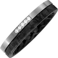 SIGO Partner Ring Carbon mit Titan 5 Diamanten Brillanten Partnerring bicolor von SIGO